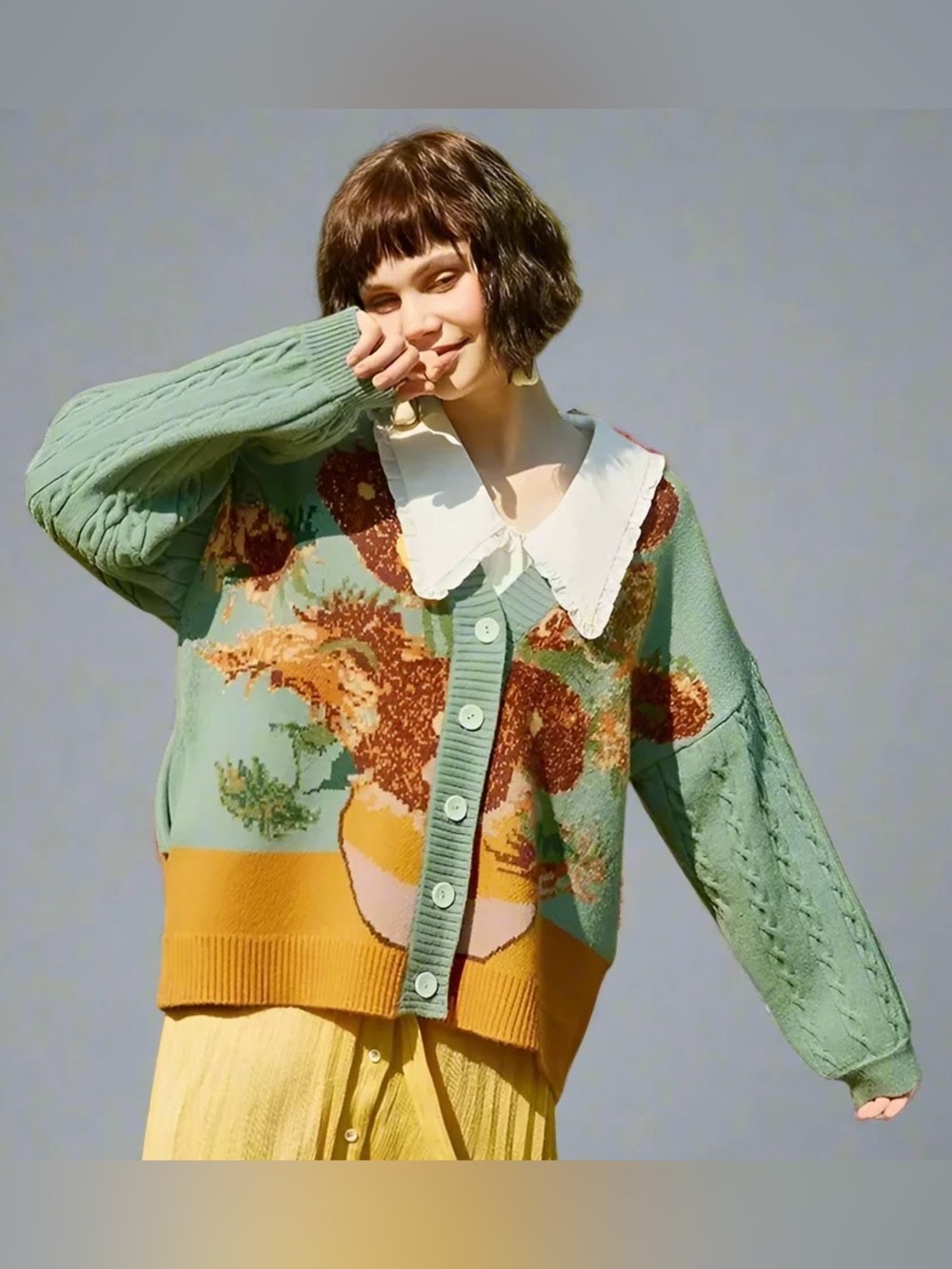 Van Gogh Vintage Cardigan Knit Sweater
